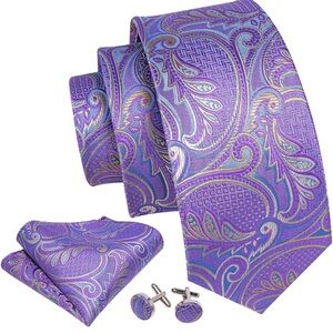 Elegant Purple Paisley Tie Set